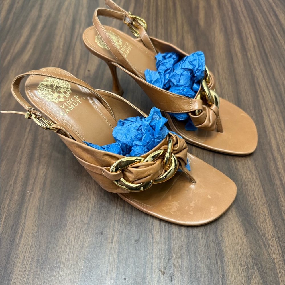 Vince Camuto Tan Women's Sandals size 11 with gold detail - Picture 7 of 7